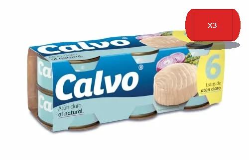 Calvo Atún claro al Natural Pack 6 unidades x 56gr (Ahorros Llévate 3 por el precio de 2)