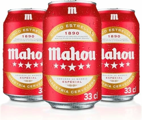 Cerveza Mahou 5 Estrellas pack de 12 latas de 33 cl