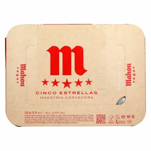 Cerveza Mahou 5 Estrellas pack de 12 latas de 33 cl