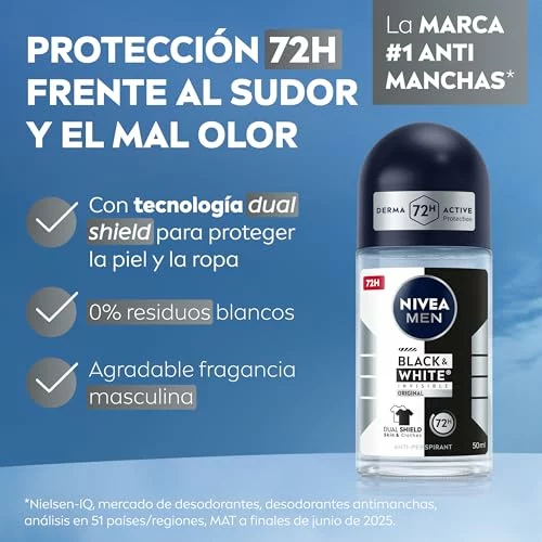 NIVEA MEN Black & White Invisible Original Roll-on Pack 6 x 50 ml 72H