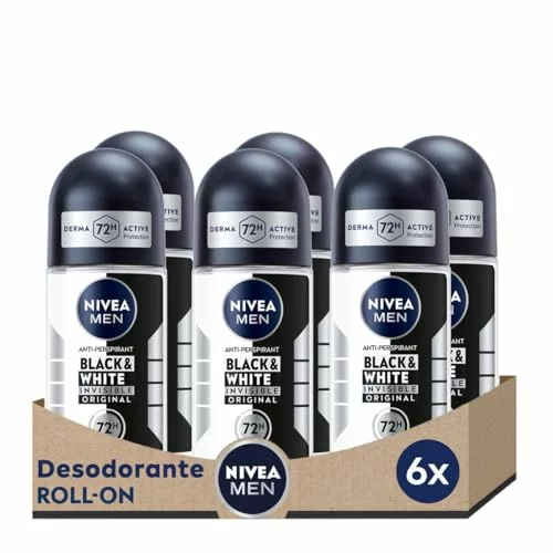 NIVEA MEN Black & White Invisible Original Roll-on Pack 6 x 50 ml 72H