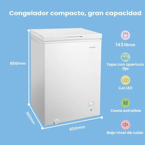 COMFEE’ RCC146WH2EU(E) Congélateur coffre autonome, 143L, Blanc