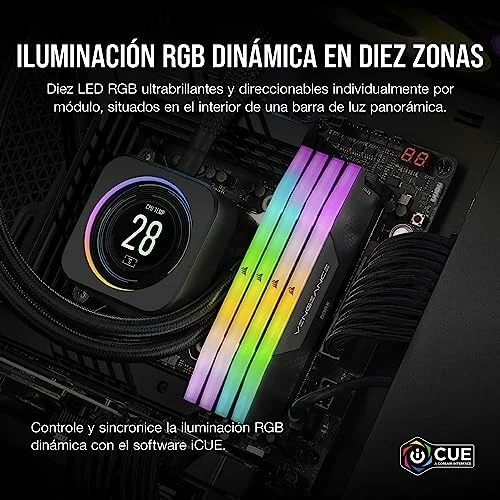 CORSAIR Vengeance RGB DDR5 8GB (1 x 8GB) hasta 5200MHz Intel RAM