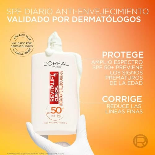 Crème solaire L’Oreal Make Up Revitalift Clinical Anti-âge Spf 50 (50 ml) 3×2 por 24,04 euros