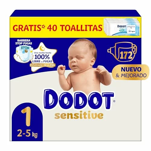 Dodot Sensitive talla 1 pack mensual con toallitas gratis