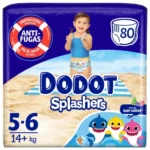 Dodot Splashers Baby Shark talla 5-6, 80 pañales bañador para bebé 14KG