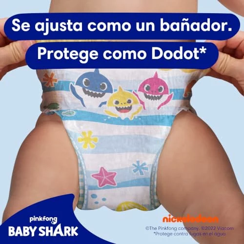 Dodot Splashers Baby Shark talla 5-6, 80 pañales bañador para bebé 14KG