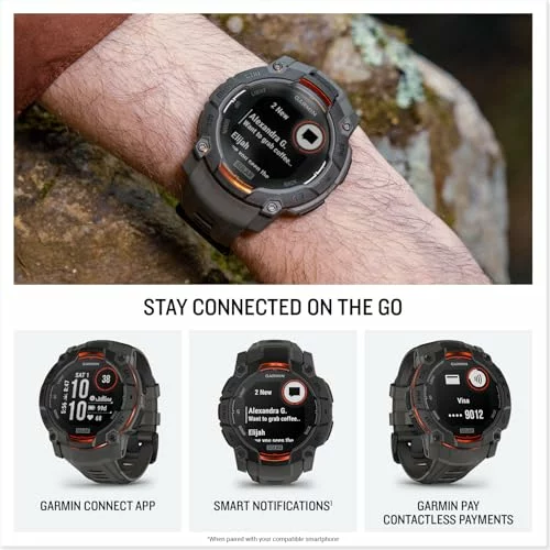 Garmin Instinct 3 GPS 50mm Smartwatch, Solar, Black Bezel