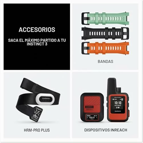 Garmin Instinct 3 GPS 50mm Smartwatch, Solar, Black Bezel