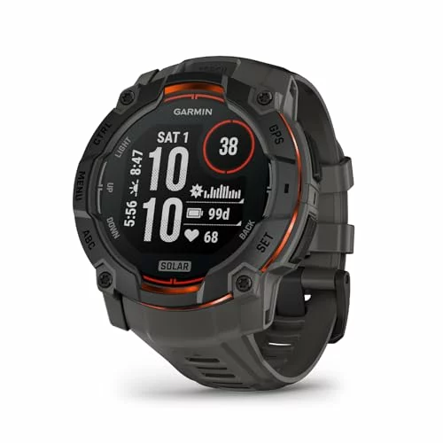 Garmin Instinct 3 GPS 50mm Smartwatch, Solar, Black Bezel