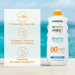 Garnier Delial Sensitive Advanced leche solar SPF 50+ 400 ml 9x8 (Ahorros Llévate 3 por el precio de 2)