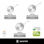 Juego de sartenes BRA Master de acero inoxidable, 20-24-28 cm