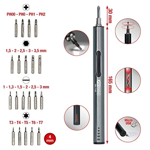 KS Tools 500.7195 destornillador de precisión con batería USB