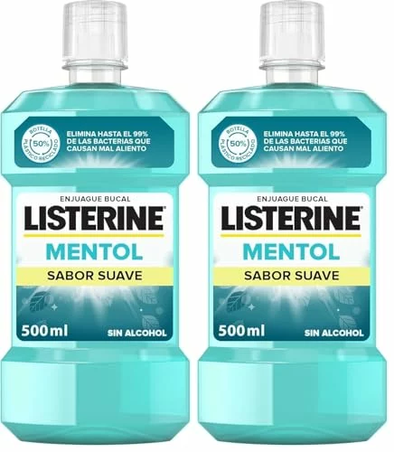 Listerine enjuague bucal mentol suave sin alcohol 2×500 ml 135H