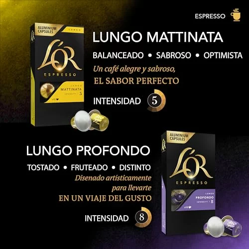 L’OR Espresso Lungo surtido de 4 sabores, 120 cápsulas