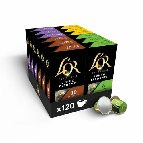 L’OR Espresso Lungo surtido de 4 sabores, 120 cápsulas