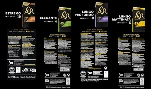 L’OR Espresso Lungo surtido de 4 sabores, 120 cápsulas