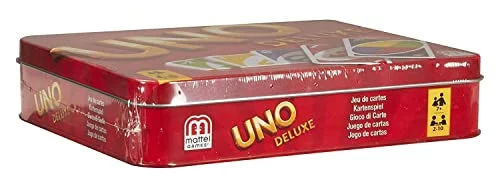 Mattel Games UNO Deluxe juego de cartas en caja metálica