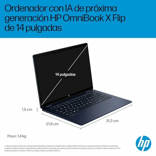 Ordenador portatil HP Omnibook X Flip convertible OLED 3K de 14 pulgadas 7-258V 32GB