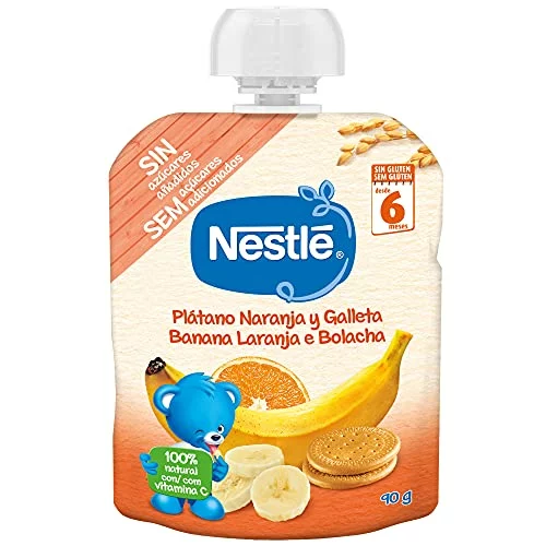 Pack 16 bolsitas puré Nestlé plátano, naranja y galleta 90 g 90G