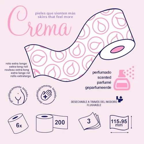 Renova Skin Care Plus papel higiénico decorado perfumado, pack 4 x 6 rollos