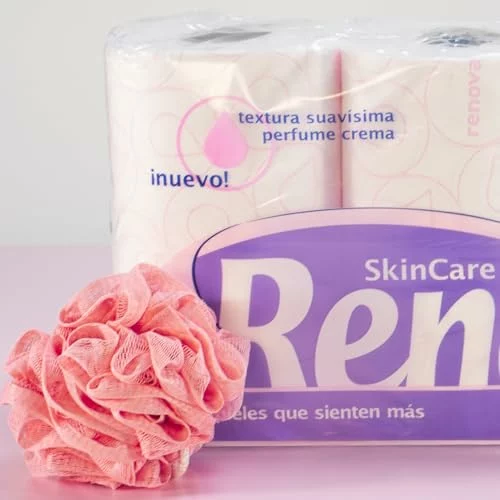 Renova Skin Care Plus papel higiénico decorado perfumado, pack 4 x 6 rollos