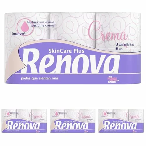 Renova Skin Care Plus papel higiénico decorado perfumado, pack 4 x 6 rollos