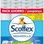 Scottex Megarollo papel higiénico 48 rollos dobles 46x38