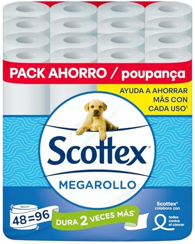 Scottex Megarollo papel higiénico 48 rollos dobles 46×38