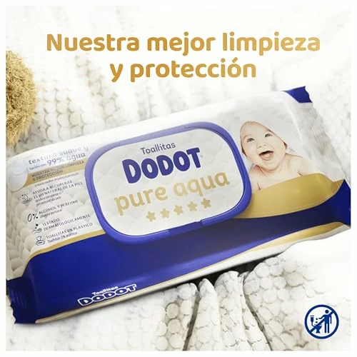Toallitas Dodot Pure Aqua Touch para bebé, pack 20 x 60