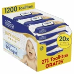 Toallitas Dodot Pure Aqua Touch para bebé, pack 20 x 60