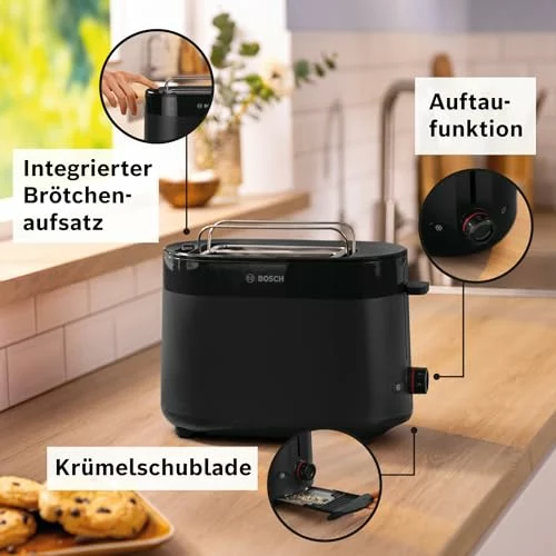 Tostadora compacta Bosch TAT2M123 con rejilla para bollos