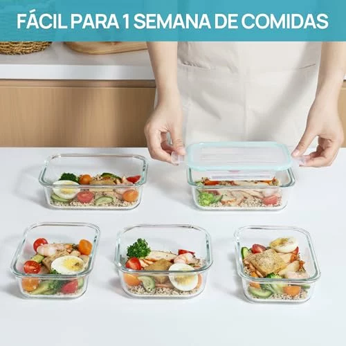 Vtopmart set de 8 recipientes de cristal herméticos