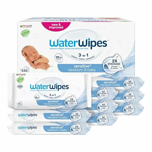 WaterWipes Sensitive+ toallitas para recién nacidos y bebés, pack 540 unidades 3-EN