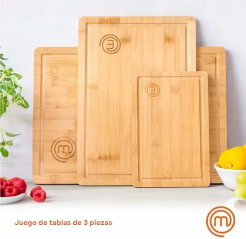 9Juego de 3 tablas de cortar MasterChef de bambú 38CMX27 5CM