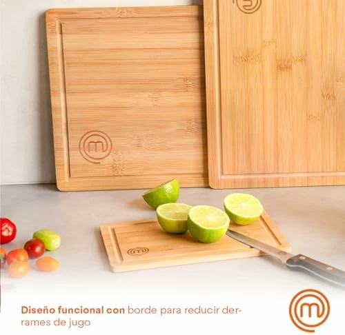 9Juego de 3 tablas de cortar MasterChef de bambú 38CMX27 5CM