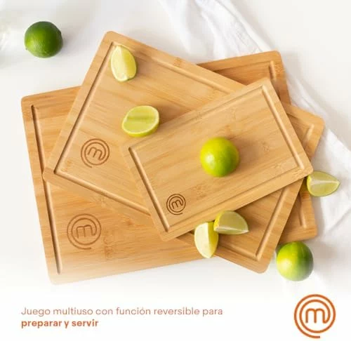 9Juego de 3 tablas de cortar MasterChef de bambú 38CMX27 5CM