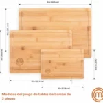 9Juego de 3 tablas de cortar MasterChef de bambú 38CMX27 5CM