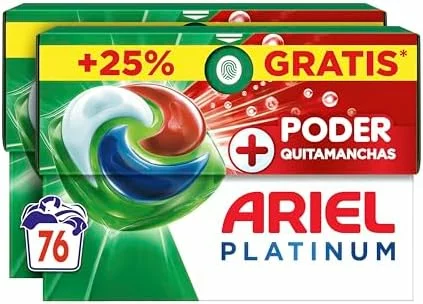 Ariel Pods Platinum detergente para lavadora, 76 cápsulas