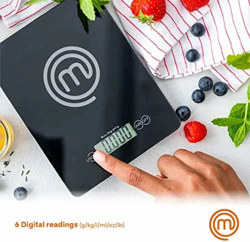 Báscula de cocina digital MasterChef de vidrio templado, 5 kg 4MM 5KG
