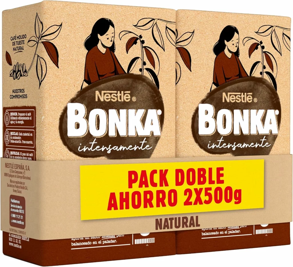 Bonka Café Molido Natural Pack Ahorro 2 x 500 g