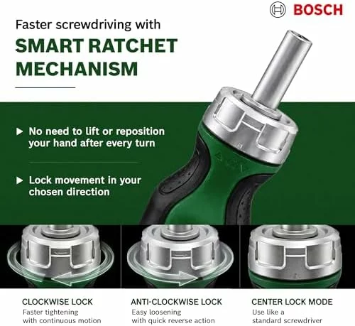 Bosch destornillador corto de trinquete con 6 puntas