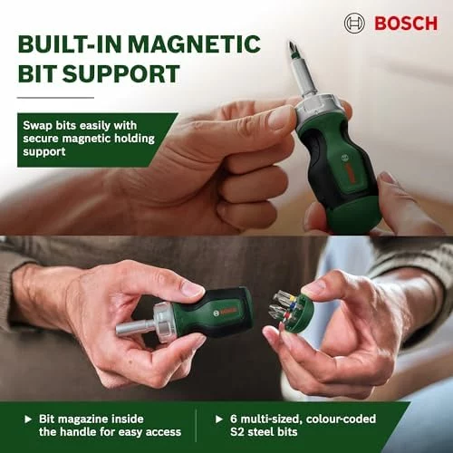 Bosch destornillador corto de trinquete con 6 puntas