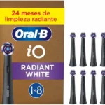 Cabezales de recambio Oral-B iO Radiant White negros, pack de 8