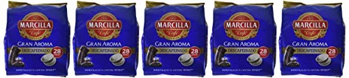Cafetera Café Marcilla Gran Aroma Descafeinado, pack de 5 x 28 cápsulas