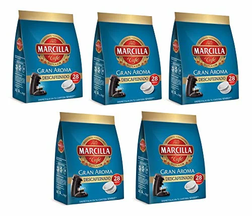 Cafetera Café Marcilla Gran Aroma Descafeinado, pack de 5 x 28 cápsulas