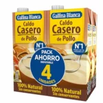 Gallina Blanca Caldo Casero de Pollo 100% Natural, pack de 4 litros