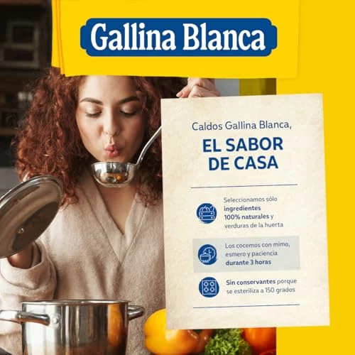 Gallina Blanca Caldo Casero de Pollo 100% Natural, pack de 4 litros