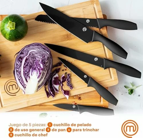 Set de cuchillos de cocina MasterChef, 5 piezas de acero inoxidable