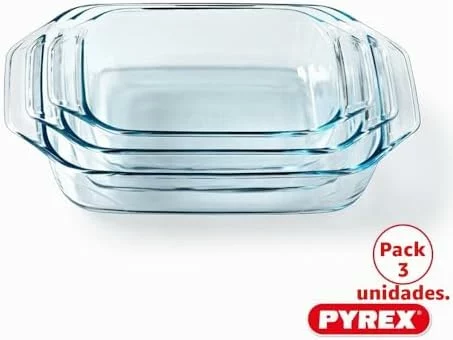 Juego de 3 platos de horno Pyrex rectangulares